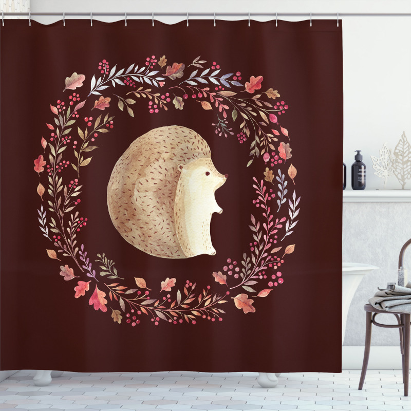 Leaf and Berry Wreath Shower Curtain