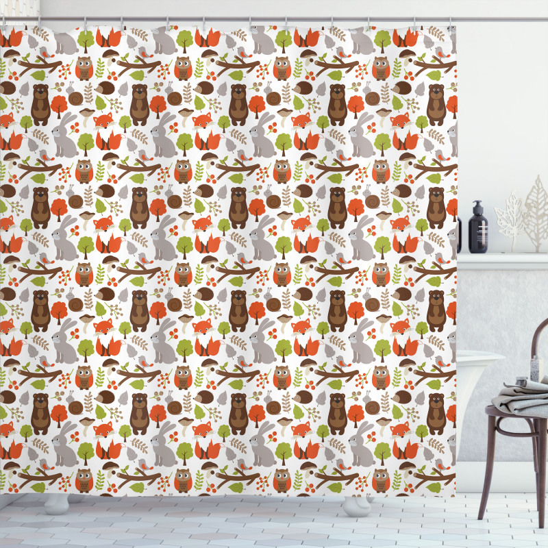 Small Forest Hedgehog Shower Curtain