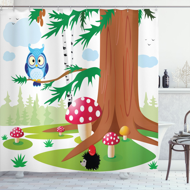 Amanit Muscaria Forrest Shower Curtain