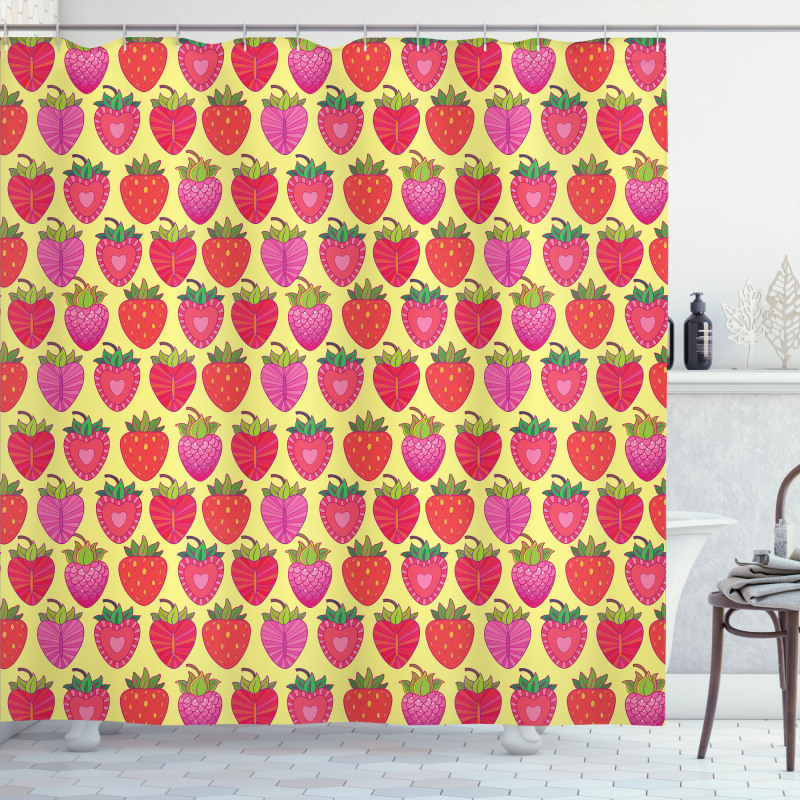 Berry Slices Motif Shower Curtain