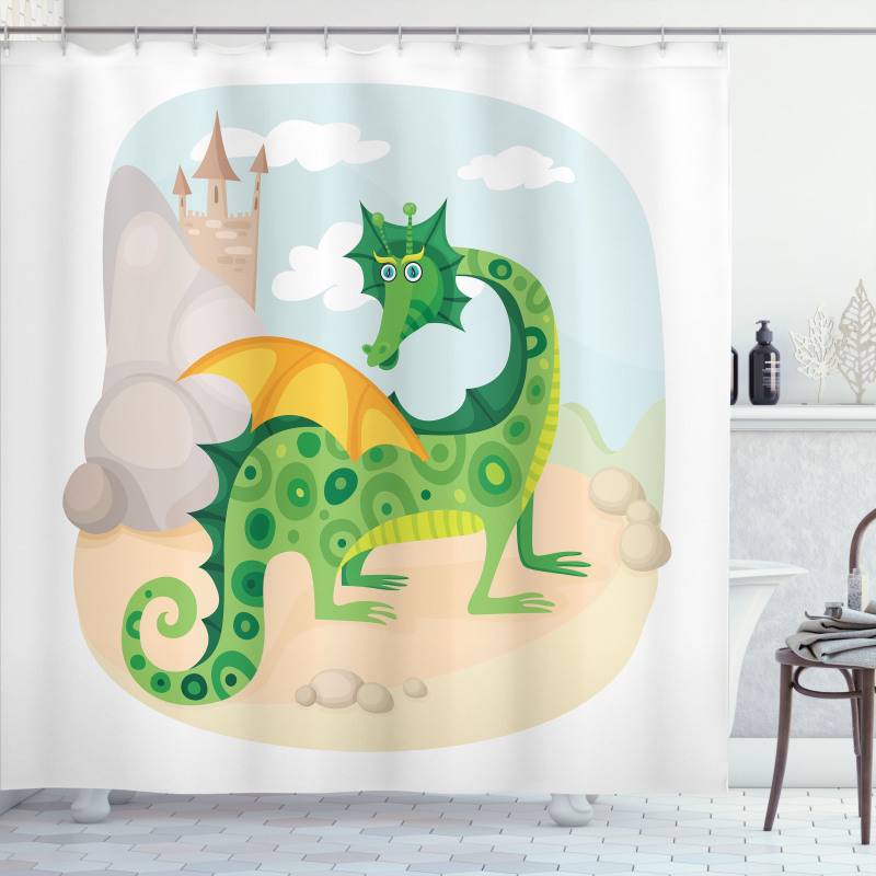 Goofy Dragon Shower Curtain