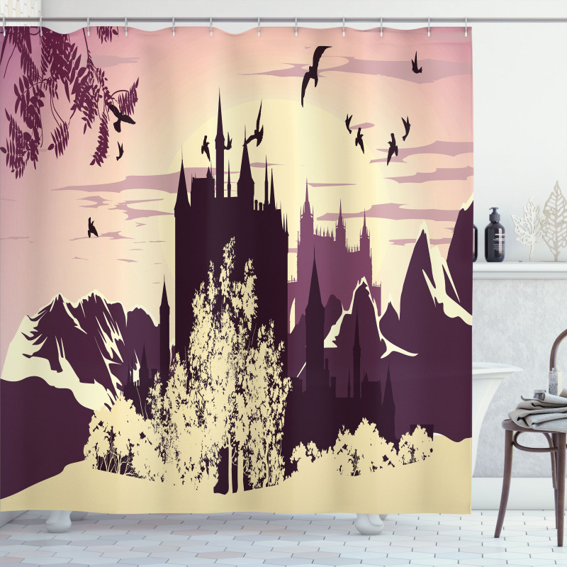 Castle in Mountains Shower Curtain