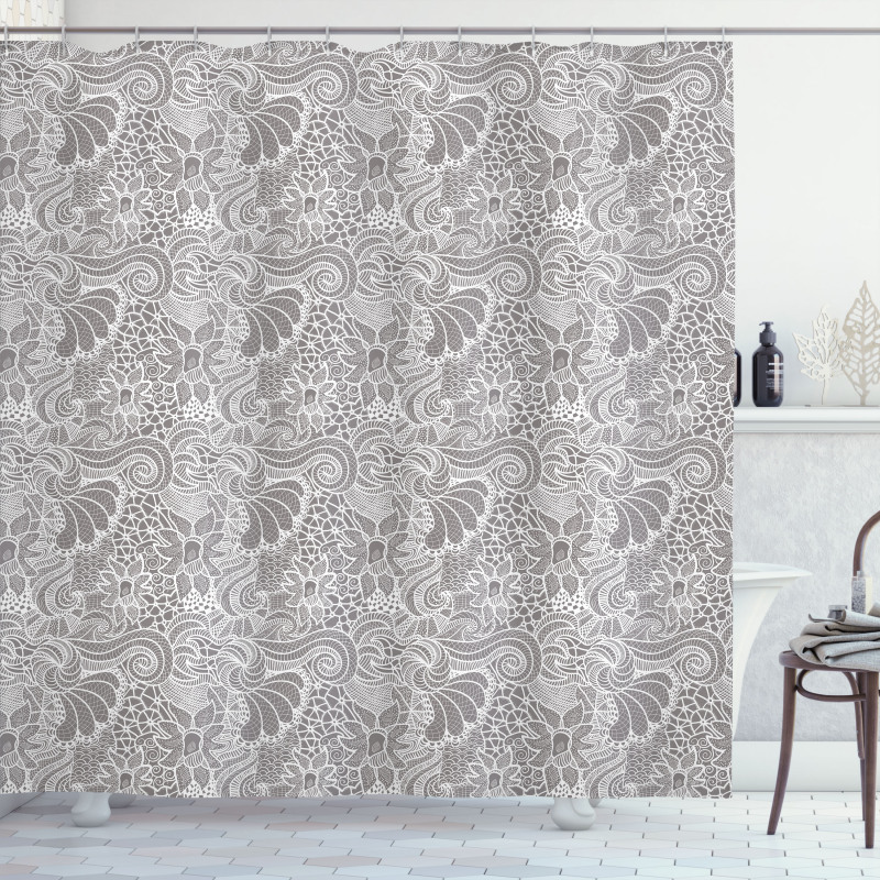 Flowers with Leaves Shower Curtain