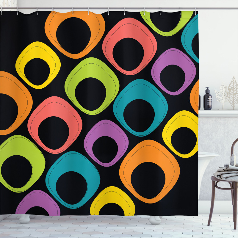 Colorful Oval Motifs Shower Curtain