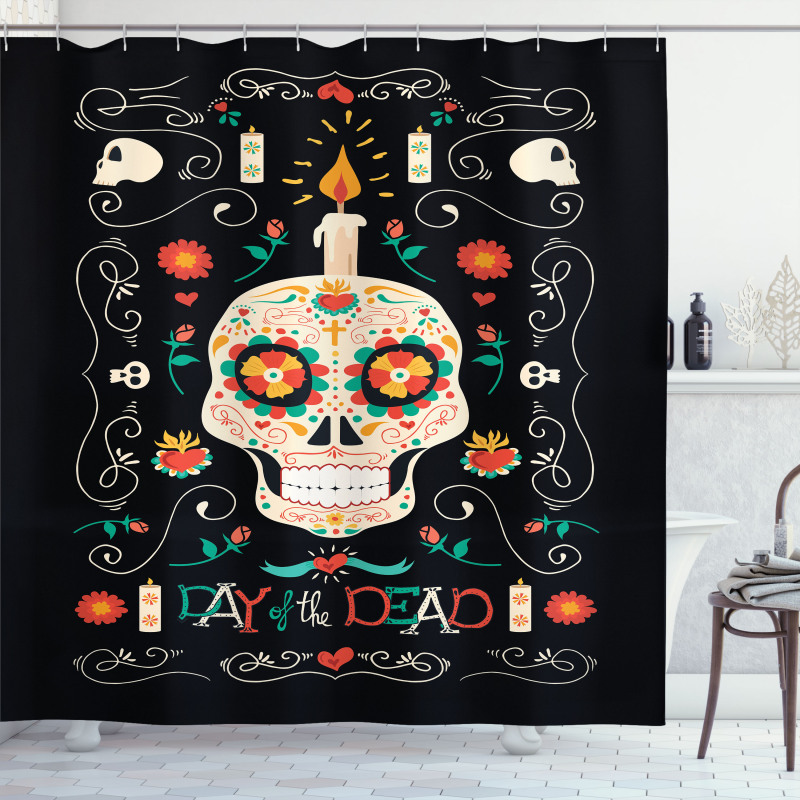 Calavera and Candle Shower Curtain