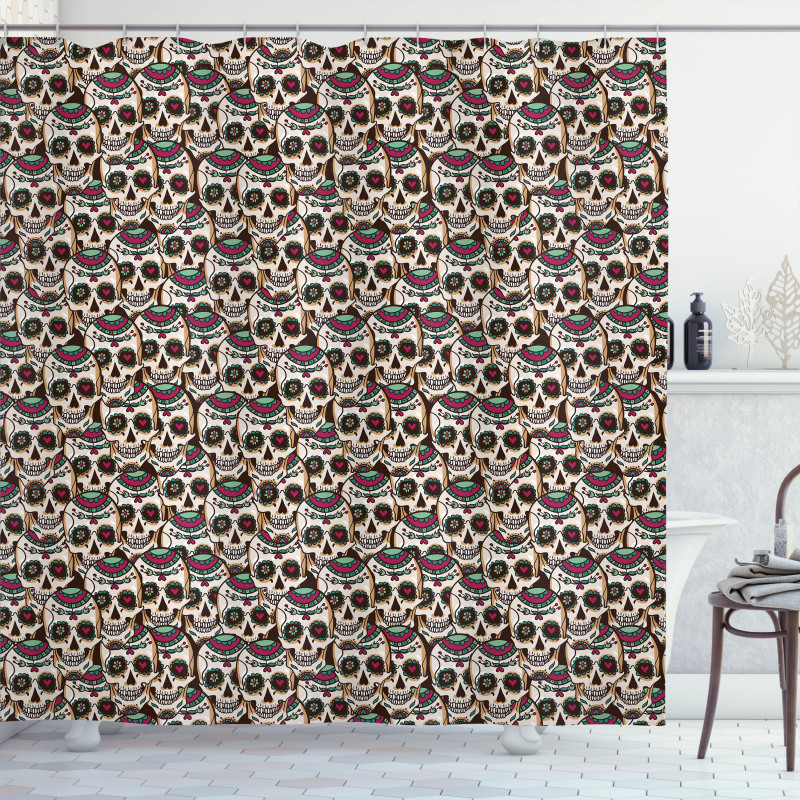 Overlapped Skulls Shower Curtain