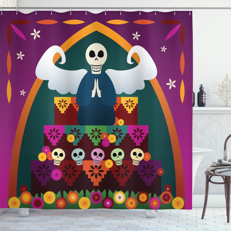 Angel Skull Altar Shower Curtain