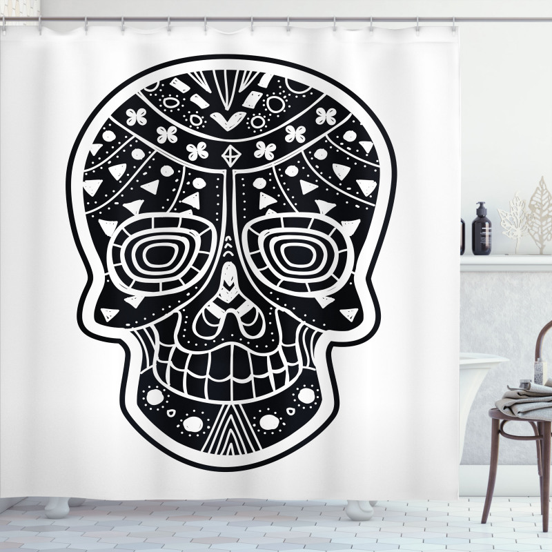 Tribal Style Skull Shower Curtain