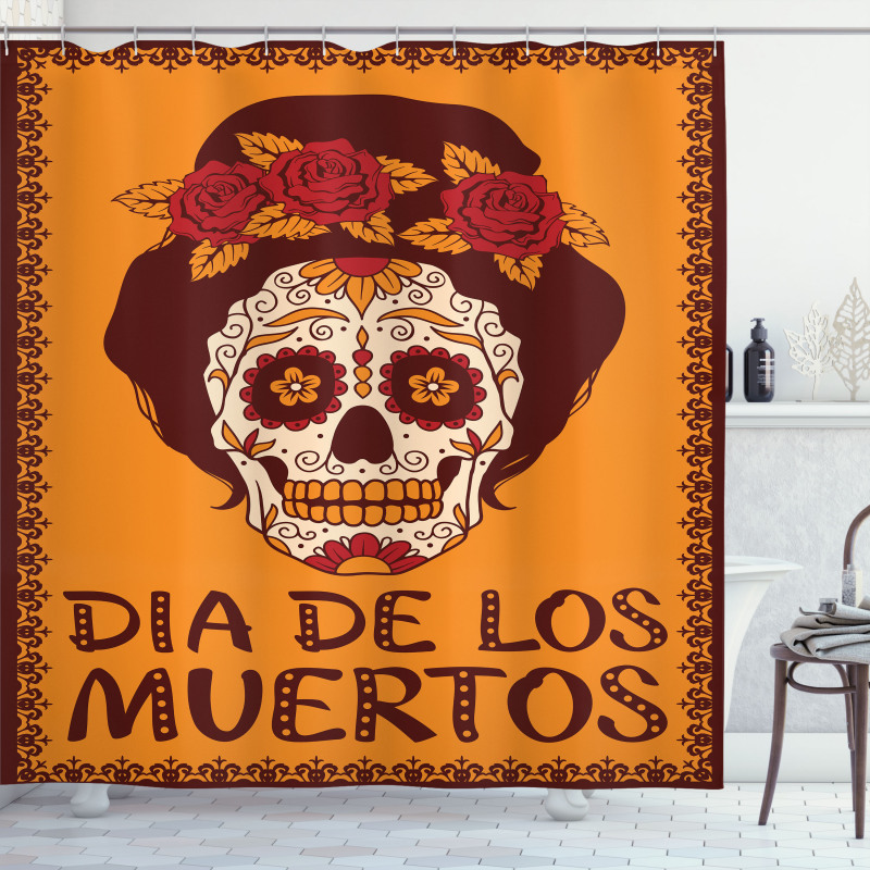 Mexican Skull Girl Shower Curtain