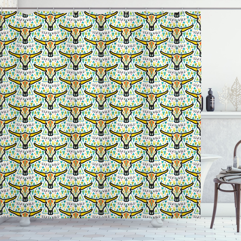 Stay Wild Texas Cow Skull Shower Curtain