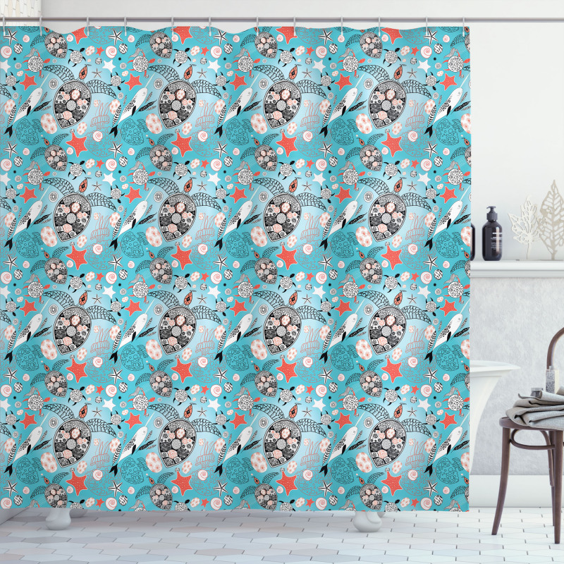 Jellyfish and Narwhal Shower Curtain