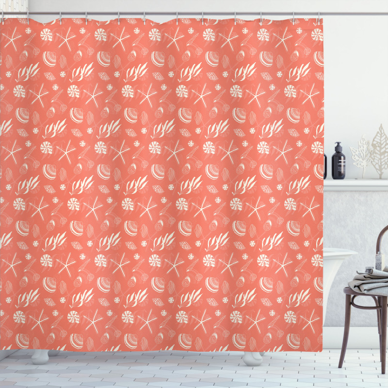 Starfish Seaweed Scallop Shower Curtain