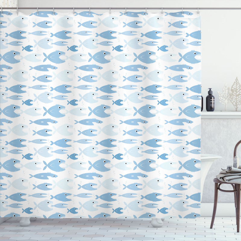 Tropical Piranha Pattern Shower Curtain