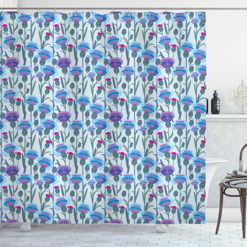 Thistle Bouquet Print Shower Curtain