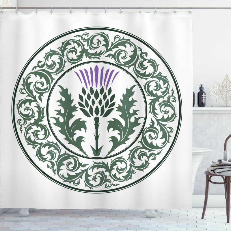 Round Leaf Ornament Shower Curtain