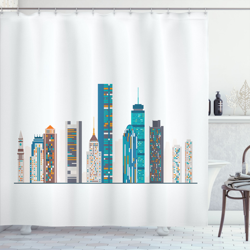 Flat City Illustration Shower Curtain