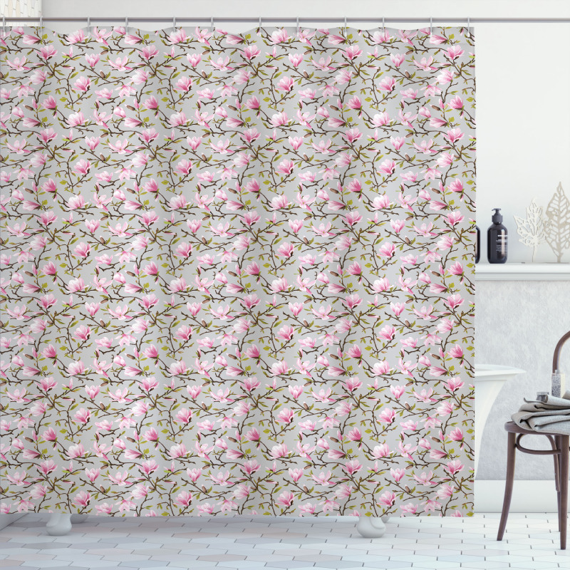 Watercolor Magnolias Shower Curtain