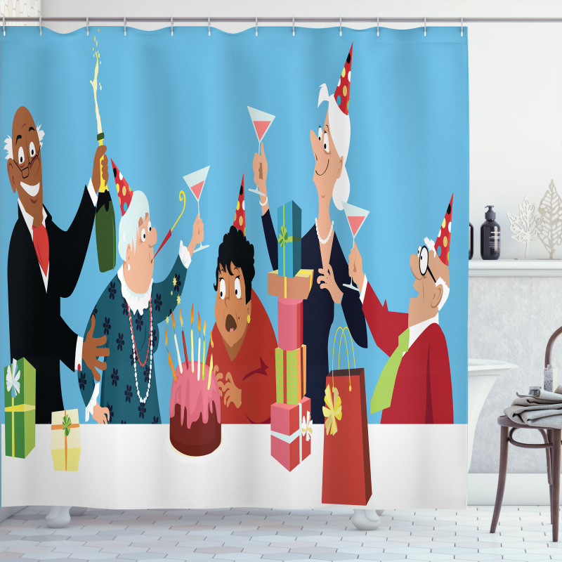 Cake Gifts Champagne Shower Curtain