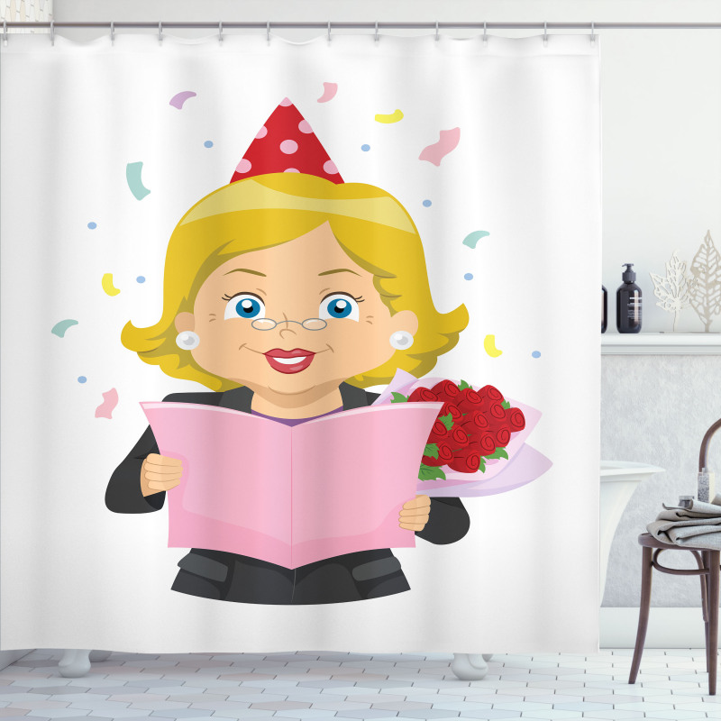 Woman Reading Note Shower Curtain