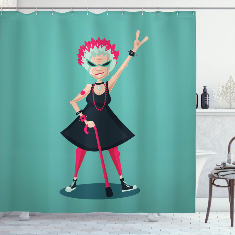 Rocker Old Lady Shower Curtain