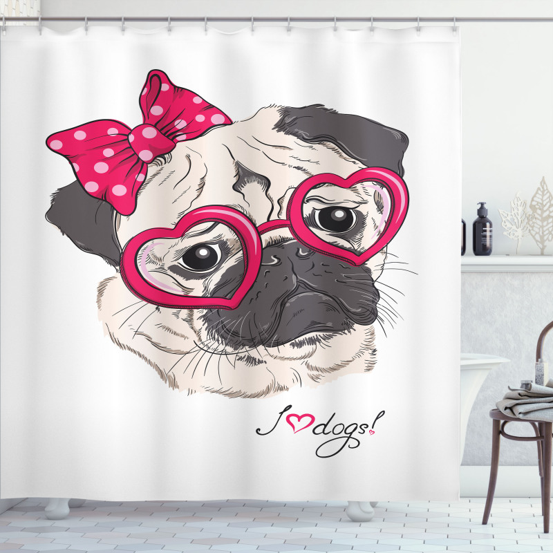 Cartoon Fashion Hipster Dog Shower Curtain