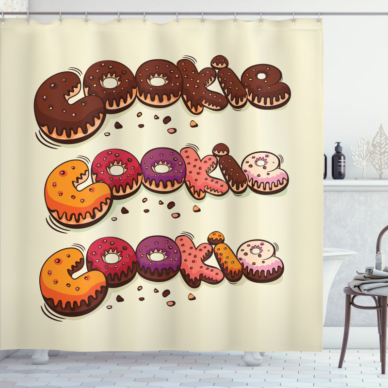 Doodle Style Bakery Theme Shower Curtain
