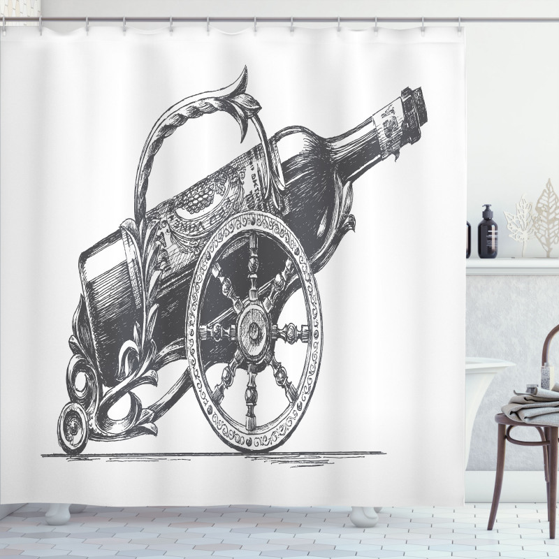 Vintage Bottle of Wine Retro Shower Curtain