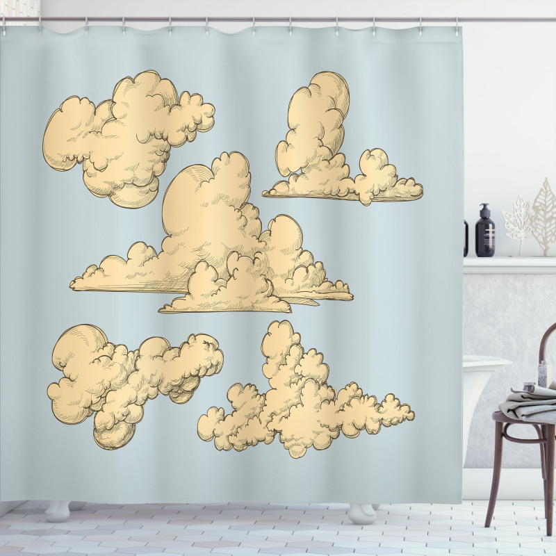 Vintage Clouds in the Sky Shower Curtain