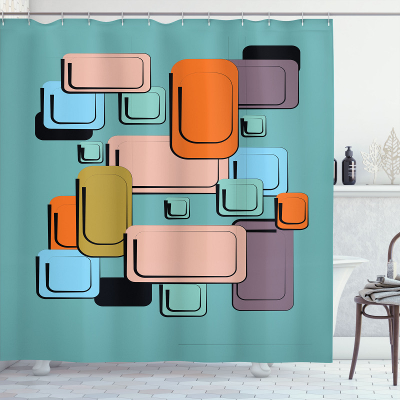 Geometric Rectangle Forms Shower Curtain
