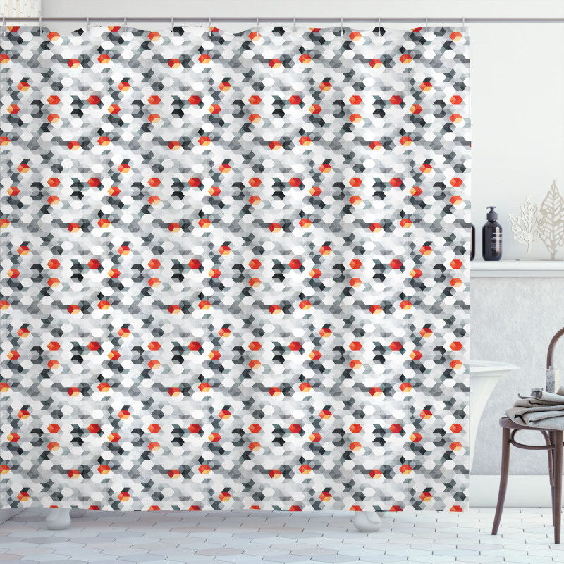 Hexagons and Cubes Shower Curtain