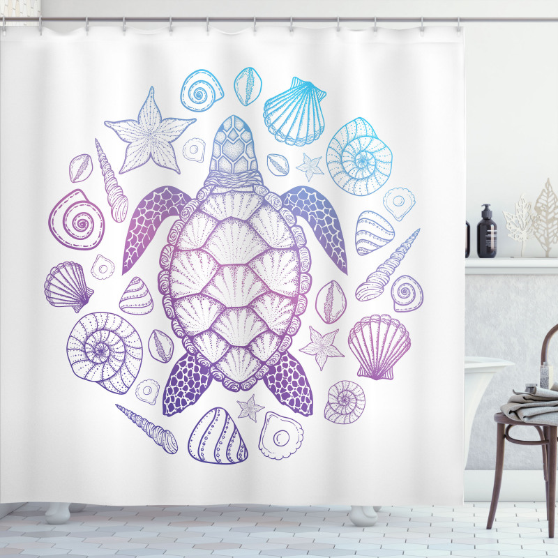 Colorful Marine Animals Shower Curtain