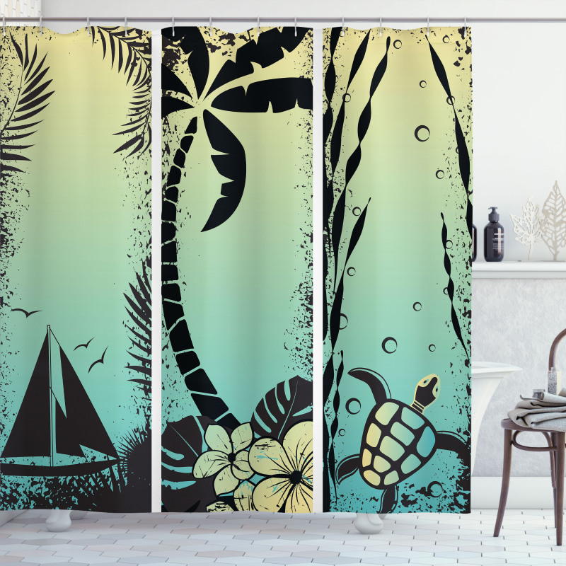 Grunge Tropical Land Shower Curtain