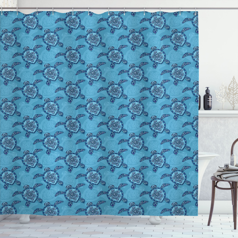 Aquatic Animals Flowers Shower Curtain