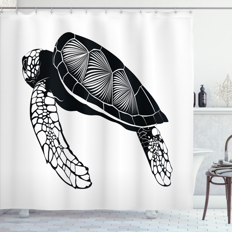 Floating Tortoise Design Shower Curtain