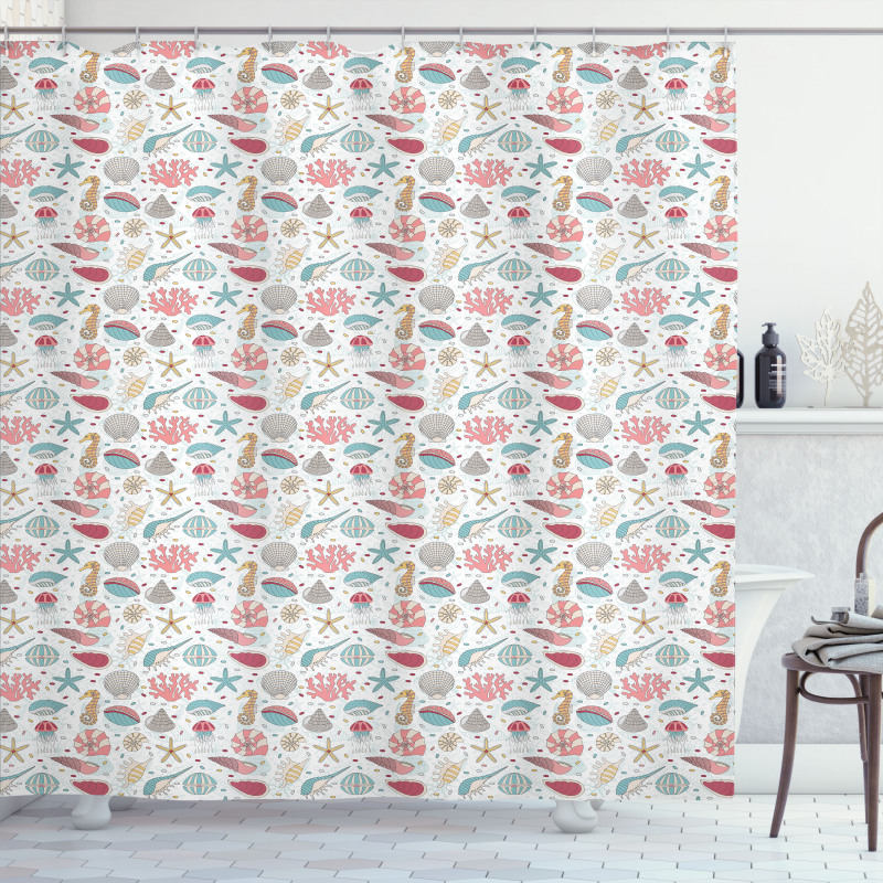 Hand Drawn Animal Pattern Shower Curtain