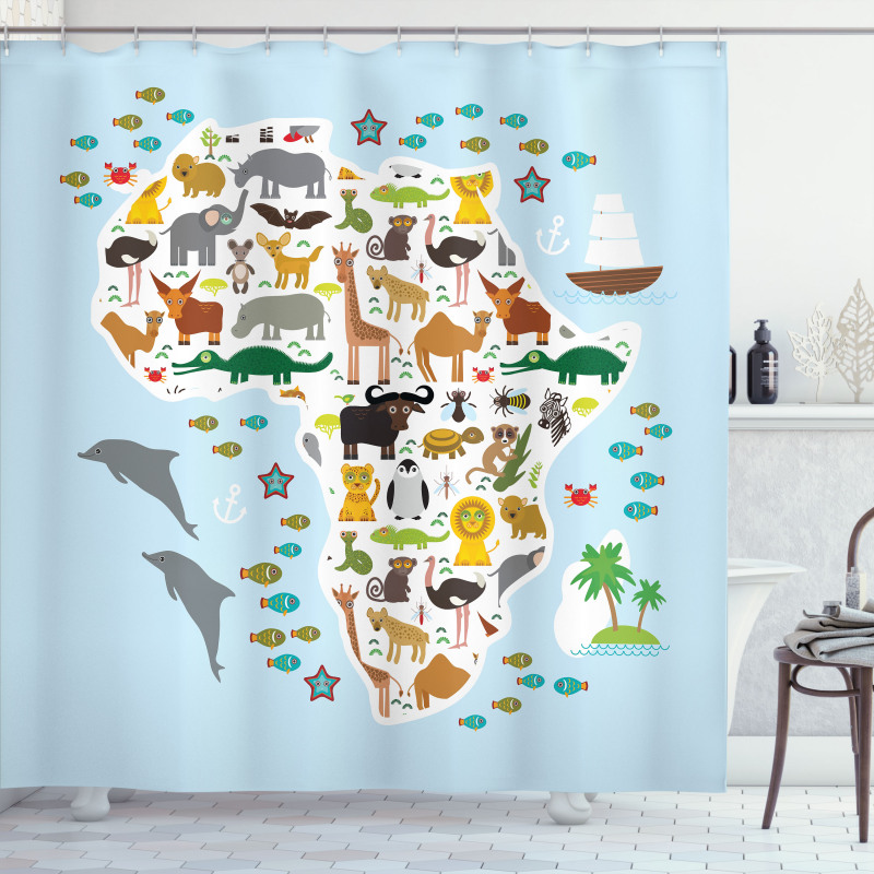 Hyena Giraffe Hippo Shower Curtain