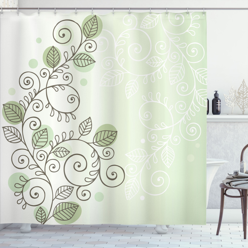 Swirling Vines Leaves Shower Curtain