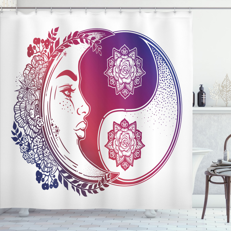 Oriental Crescent Moon Shower Curtain