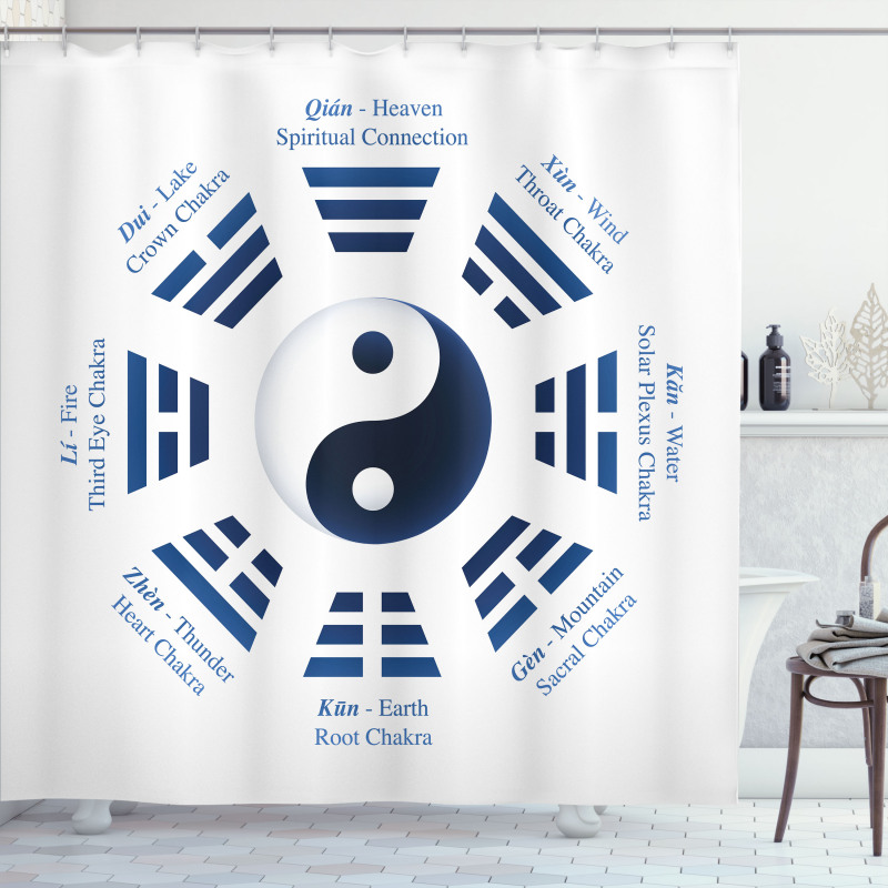 Trigrams I-Ching Names Shower Curtain
