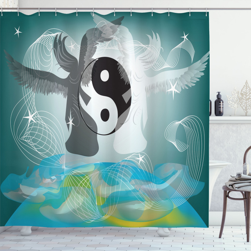 Flying Angel Abstract Art Shower Curtain