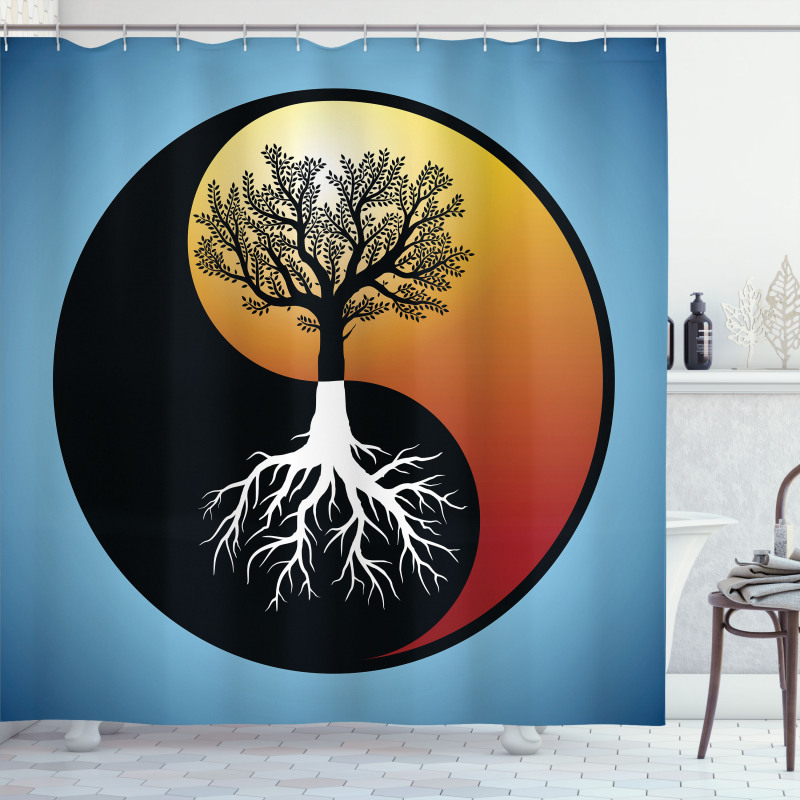 Abstract Tree and Root Shower Curtain