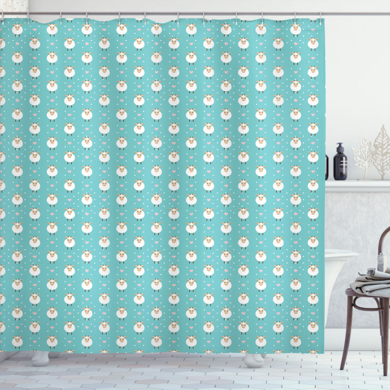 Diamond Form Dots Hearts Shower Curtain