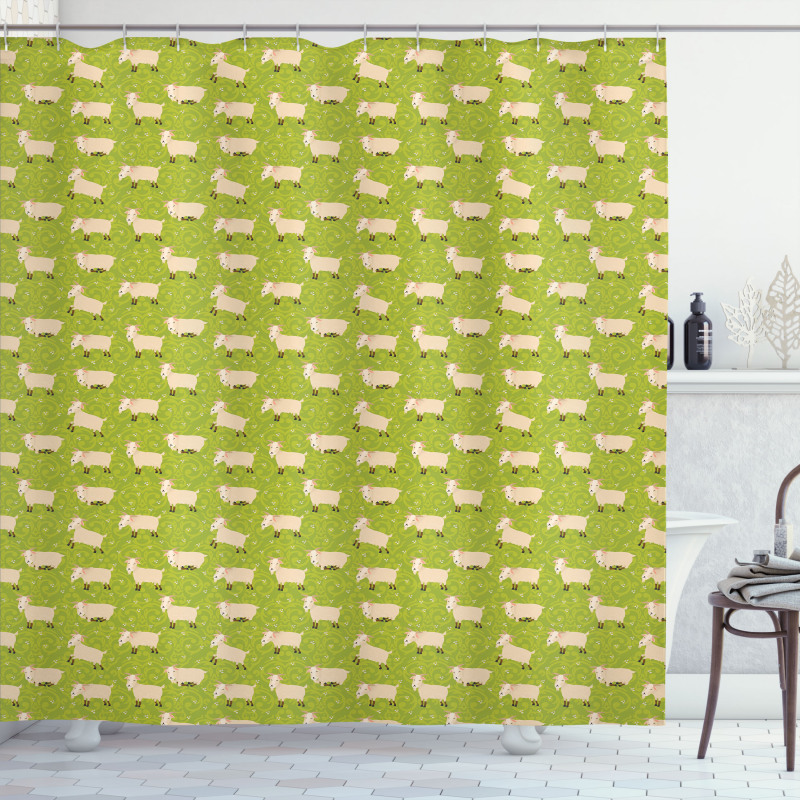 Cattle Characters Ornament Shower Curtain