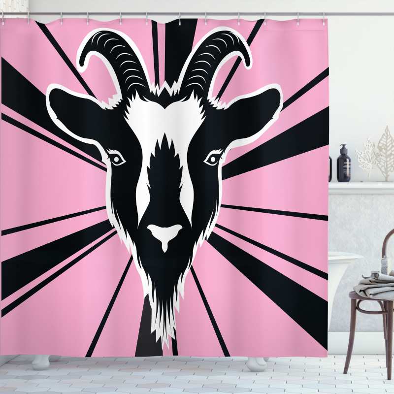 Graphic Goat Head Artwork Shower Curtain
