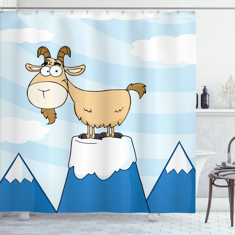 Doodle Goat Mountain Pick Shower Curtain