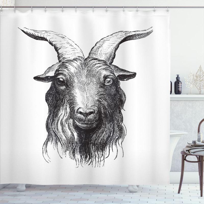 Wild Ruminant Mammal Head Shower Curtain