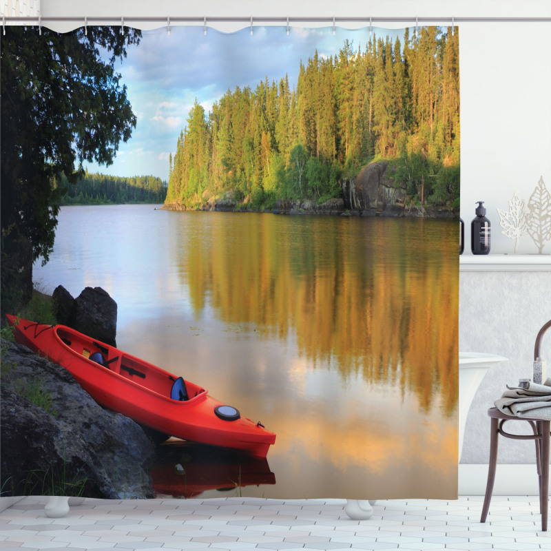 Canoe Lake Autumn Shower Curtain