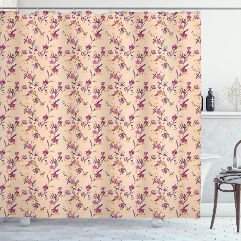 Delicate Exotic Flowers Shower Curtain