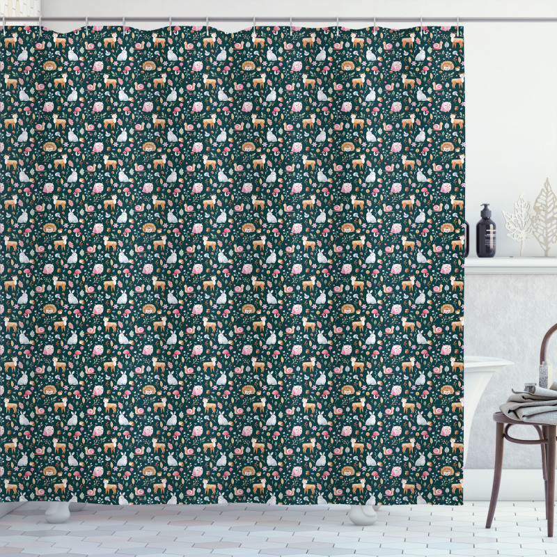 Woodland Nature Pattern Shower Curtain