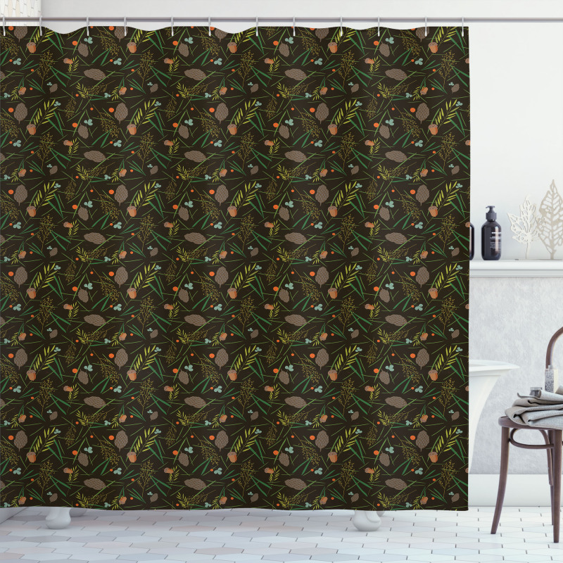 Cones Fir Needles Leaves Shower Curtain